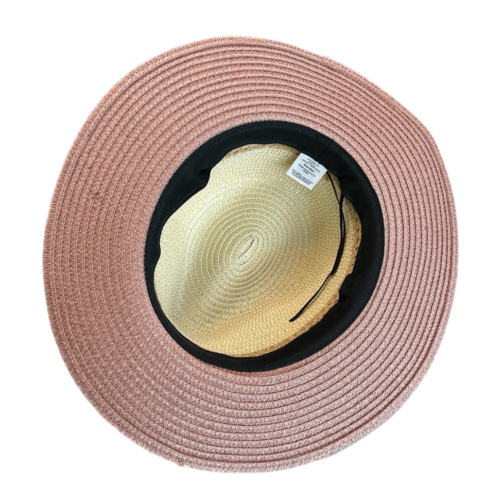 Woven Two-Tone Straw Sun Hat - Natural & Brown - Picture 3 of 6
